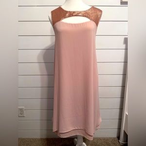BCBGMAXAZRIA blush pink sequin dress